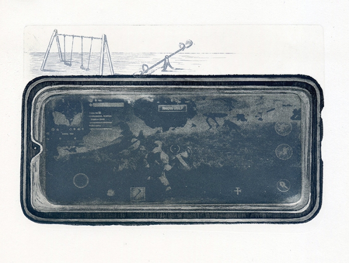 "Plac zabaw", akwaforta, akwatinta, 16 x 11 cm, 2023