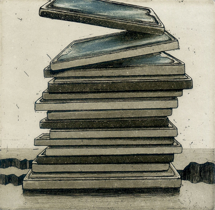 "Knowledge", etching, aquatint, 10x10 cm, 2023