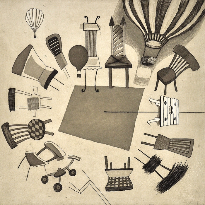 Telephone - game, etching, aquatint, 29,5 x 28,5 cm, 2015