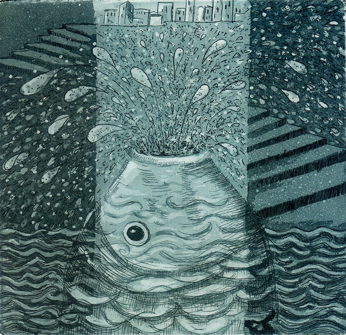 Jonasz, etching, aquatint, 10 x 10 cm, 2020