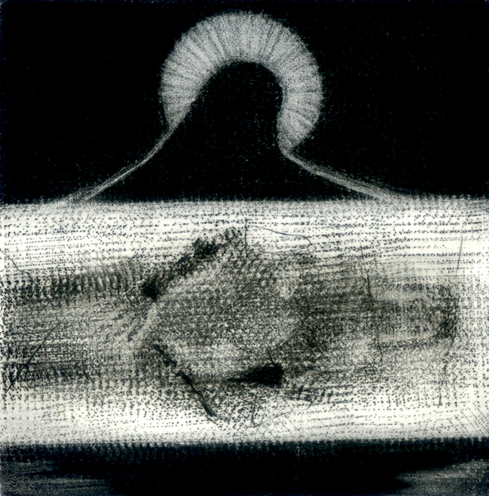 Pieta, mezzotinta, 10x10cm 2018