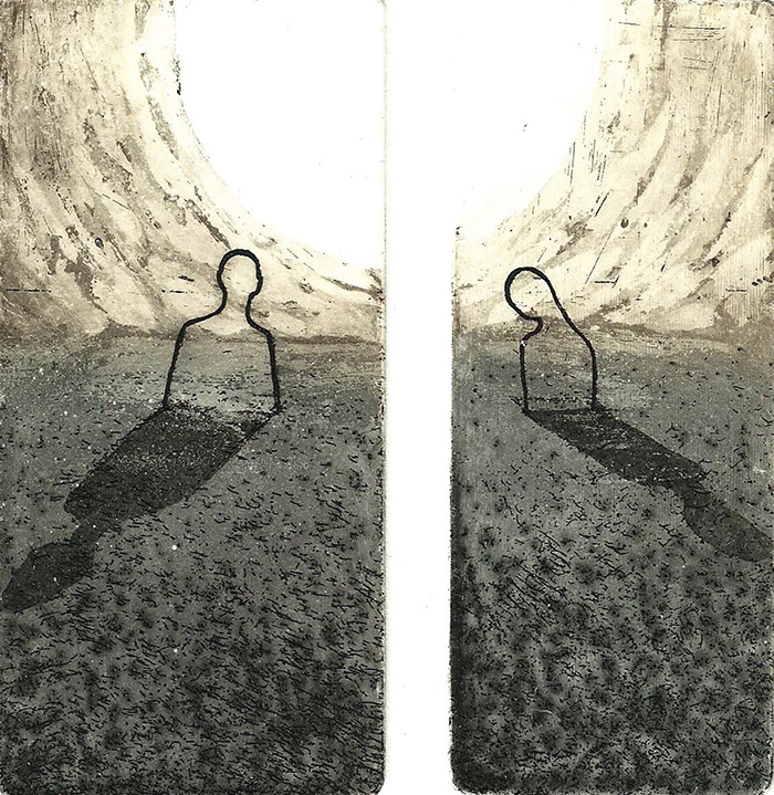 Duality, etching, aquatint, 10 x 10 cm, 2020