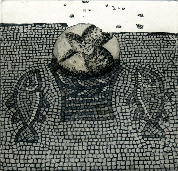 Give them something to eat, etching, aquatint, 10x10cm, 2016